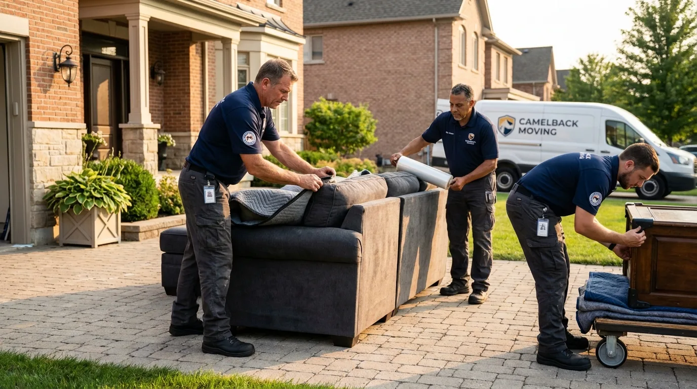 Large estate moving crew wrapping furniture in Eastville, VA
